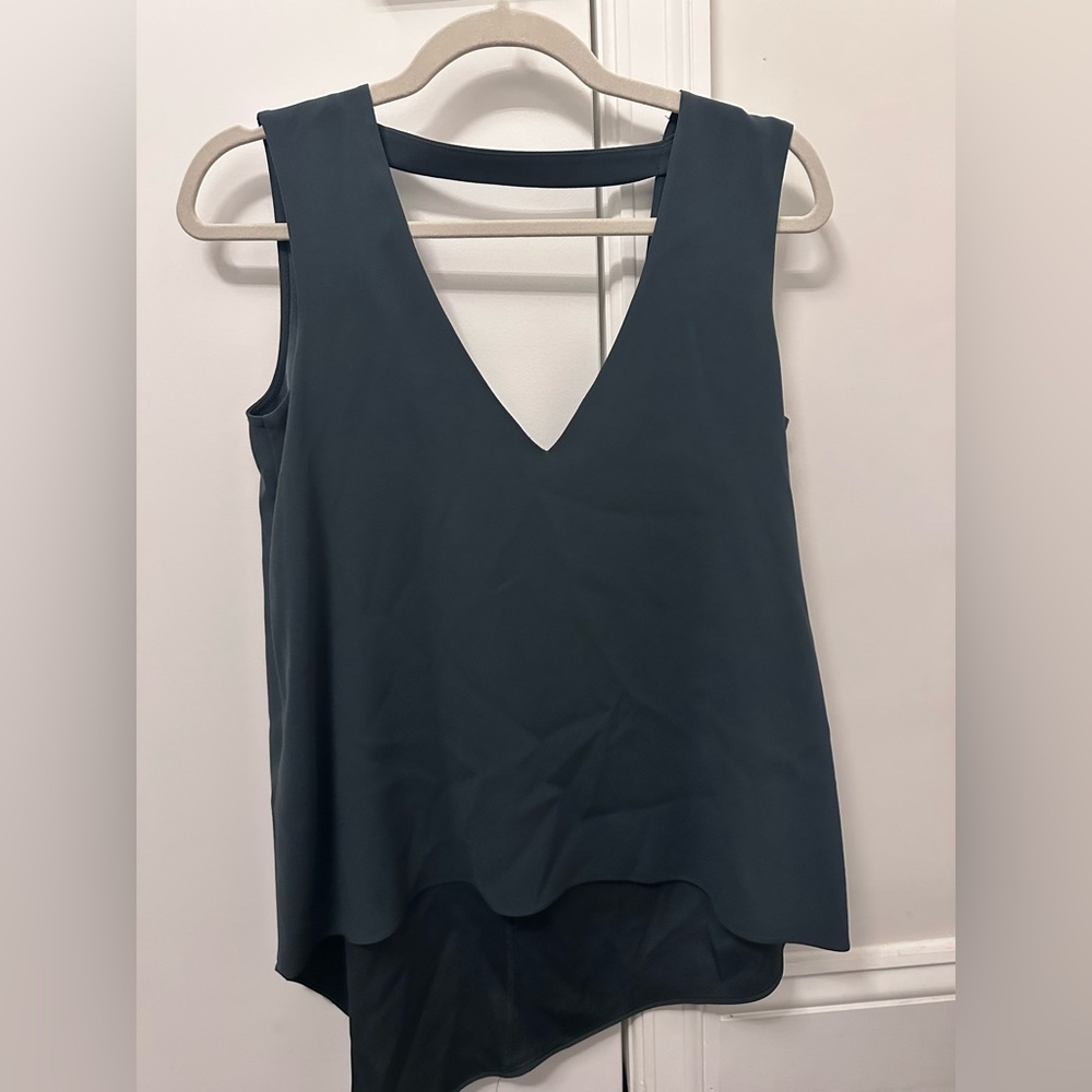 BCBGMaxAzria Deep Teal V-Neck Sleeveless Blouse